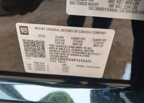 2023 Chevrolet Silverado 1500 4Wd Short Bed Rst from USA, damaged, VIN 2GCUDEED8P1155425